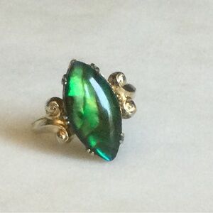 Green Iridescent Stone Ring
